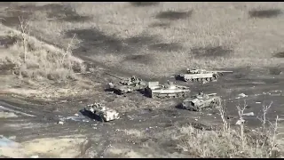 Уничтожение танковой колонный раzzистов в Украине