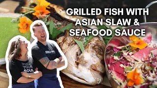 Meal YOU can cook from a MASTER Chef! Grilled Fish with Asian Slaw and Seafood Sauce
