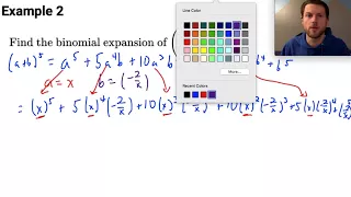 Binomial expansion to the fifth power