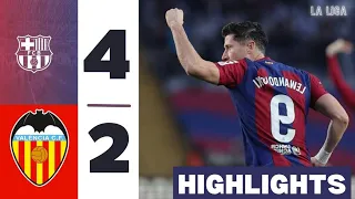 Lewandowski Hattrick 🔥 Barcelona vs Valencia 4 2 Resumen y Goles 2024 HD