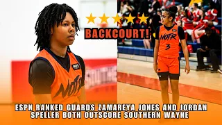 The 5-star North Pitt backcourt of Zamareya Jones and Jordan Speller both outscore Southern Wayne!