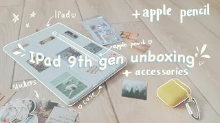 IPad 9th generation unboxing ✨💕(2022) + Apple Pencil +Accessories | aesthetic* Setup in Procreate🍃