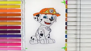 Drawing and coloring Marshall Paw Patrol | Рисование и раскраска Маршал Щенячий патруль