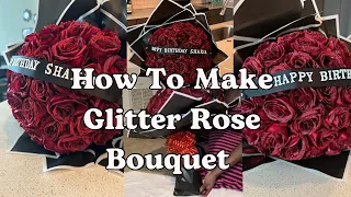 How to make a Glitter Red Rose Bouquet| Ramo | Artificial Roses | Glitter Roses