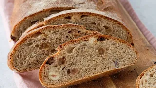 Цельнозерновой ХЛЕБ с изюмом и орехами | Вкусный домашний хлеб в духовке | десертный хлеб рецепт