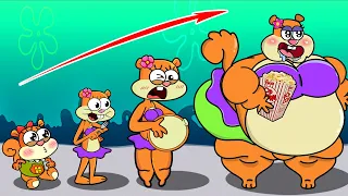 (Animation) Evolution of Fat SANDY: Skinny to Very Fat | Spongebob Squarepants Animation