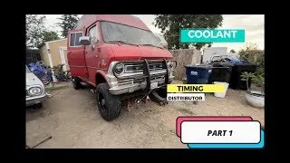 RARE 1973 Ford Quadravan gets timing done and coolant! PT. 1