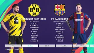 PES 2021 Gameplay : Borussia Dortmund VS Barcelona (2-0) Professional Level