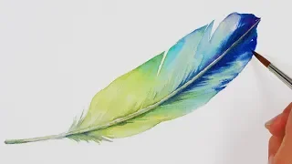 Easy Watercolor Painting | Feather