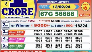 Lottery Sambad Live 8PM Dear Nagaland State Lottery Live draw result 13.02.2024 | Lotterysambad