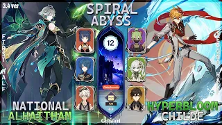 National Alhaitham & Hyperbloom Childe | Spiral Abyss 3.3/3.4 - Floor 12 9 Stars | Genshin Impact