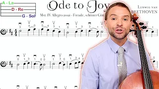 How to Play ODE TO JOY on Cello in D Major Part 01