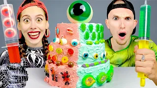 Mukbang Giant Eyeball Jelly Superhero Cake 케이크 먹방 챌린지 Spiderman vs Hulk by SWEET EAT