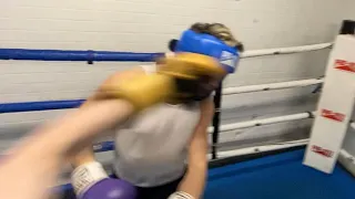 Boxing POV sparring a shorter fighter