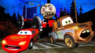 Lightning McQueen and MATER VS THOMAS MONSTER Pixar cars  in  BeamNG.drive