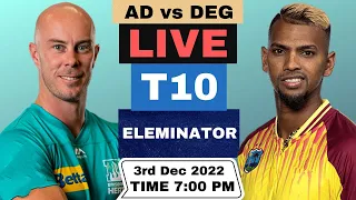 Live Team Abu Dhabi vs Deccan Gladiators | AD vs DEG Live Eliminator Match Abu Dhabi T10 League 2022