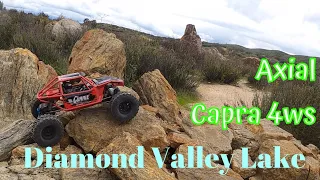 Taking the high road between obstacles with the Axial Capra 4ws at Diamond Valley Lake