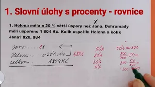 1.Slovní úlohy s procenty řešené  rovnicí