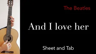 And I love her (The Beatles), Guitar lesson, sheet and Tab