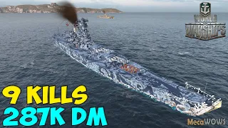 World of WarShips | Musashi | 9 KILLS | 287K Damage - Replay Gameplay 4K 60 fps