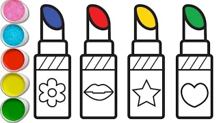 Lipstick Drawing ,coloring painting for kids & toddlers ,How to draw lipstick, 202|