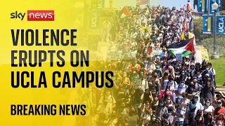 Fights break out between pro-Palestinian and counter student protesters at UCLA in Los Angeles