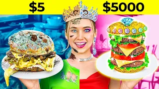 RICH VS BROKE COOKING CHALLENGE || Eating $ 10 000 Dessert! Expensive VS Cheap by 123GO! FOOD