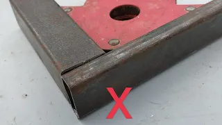 the trick of cutting square pipes of different diameters for 90 degree joints | welding trick