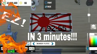 how to do Japan Cars plate in 3 minutes!!!!! in car parking multiplayer