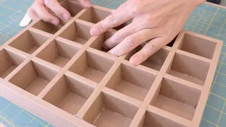 Making of a letterpress printers tray-look cabinet with ONLY cardboard