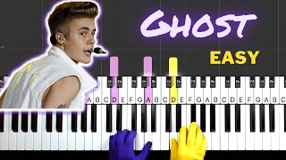 Justin Bieber - GHOST - EASY Piano Tutorial (with Demo)