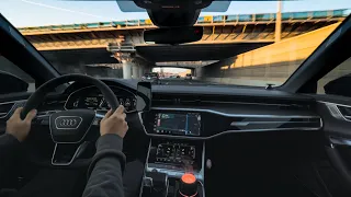 Cruise into Dawn: 2023 Audi RS6 Avant Cockpit View | 30-Min ASMR Drive (No Talking, No Music)