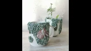 Кашпо из кружки. 12 подарков/ Flowerpot out of tea cup. 12 mosaic gifts