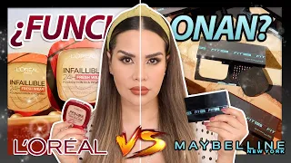 Maybelline Fit Me 🆚  Loreal Infallible bases en Polvo  VIRALES  11 hrs después😳  |Mytzi Cervantes