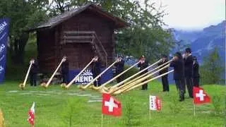 Alphorn players in Nendaz, Switzerland