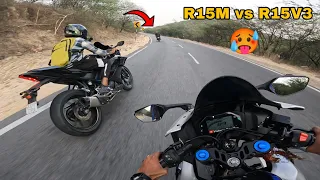 Yamaha R15M vs R15V3 Race 😈 Hyper Ride 🥵 Ajmer Moto Vlogs