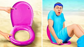 SECRET BEACH GADGETS! 😳☀️ Extreme Summer VACATION HACKS from RICH vs BROKE by La La Life Games