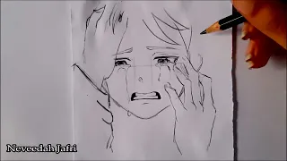 Easy How To Draw An Anime Male Manga Crying Sad #sketch #drawing #artbysad.a