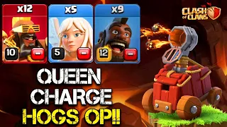 Th13 Queen Charge Super Hog Rider Attack Strategy!! Best Th13 Attack Strategy - Clash of Clans🔥