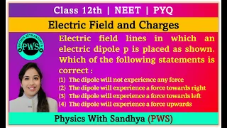 Electric field lines in which an electric dipole p is placed as shown. Which of the following....