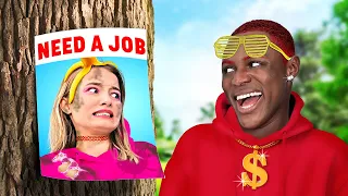 Rich Brother VS Broke Sister - Challenge How to Get MONEY | 24 Hours Job Challenge by La La Life