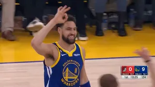 Incredible start of game! GSW destroy Blazers with Klay Thompson at the beginning of the match!