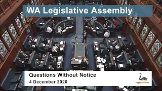 WA Legislative Assembly Question Time - 4 December 2020