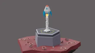 Low Poly Rocket Takeoff