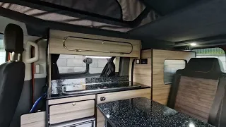 Tour of a stunning campervan conversion build in a Ford Transit Custom. camper vanlife