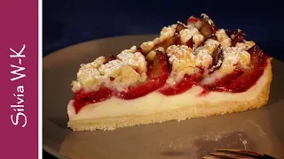 Zwetschgenkuchen mit Pudding / Pflaumenkuchen / mit Pudding und Streusel