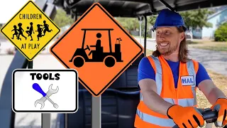 Handyman Hal uses tools to work on Golf Carts | Awesome Kids Show