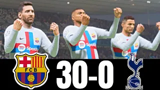 FIFA 23 - MESSI, RONALDO, MBAPPE, NEYMAR, ALL STARS - FC BARCELONA 30 - 0 TOTTENHAM HOTSPUR