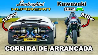 Lamborghini Huracan Turbo vs Kawasaki H2R: CORRIDA DE ARRANCADA