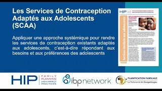 HIP/IBP Network: Services de contraception adaptés aux adolescents